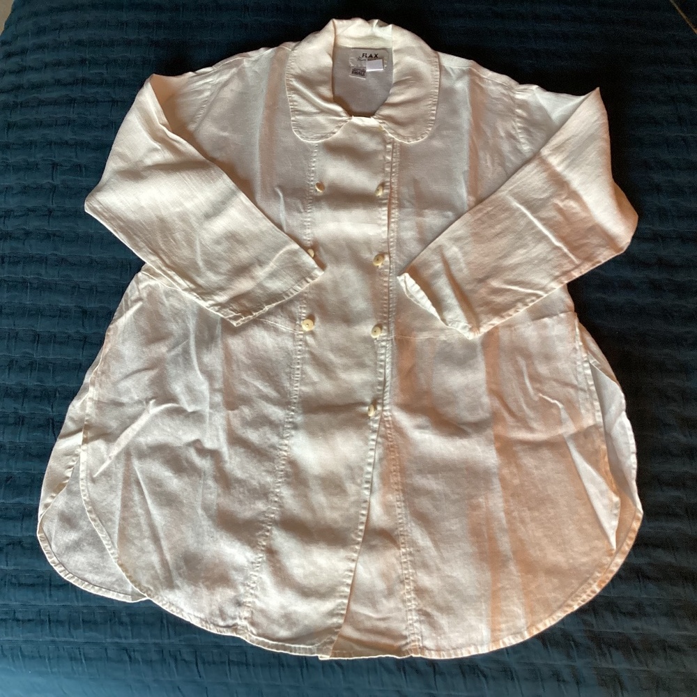 Flax (vintage) cream linen top (S) and pants (M)